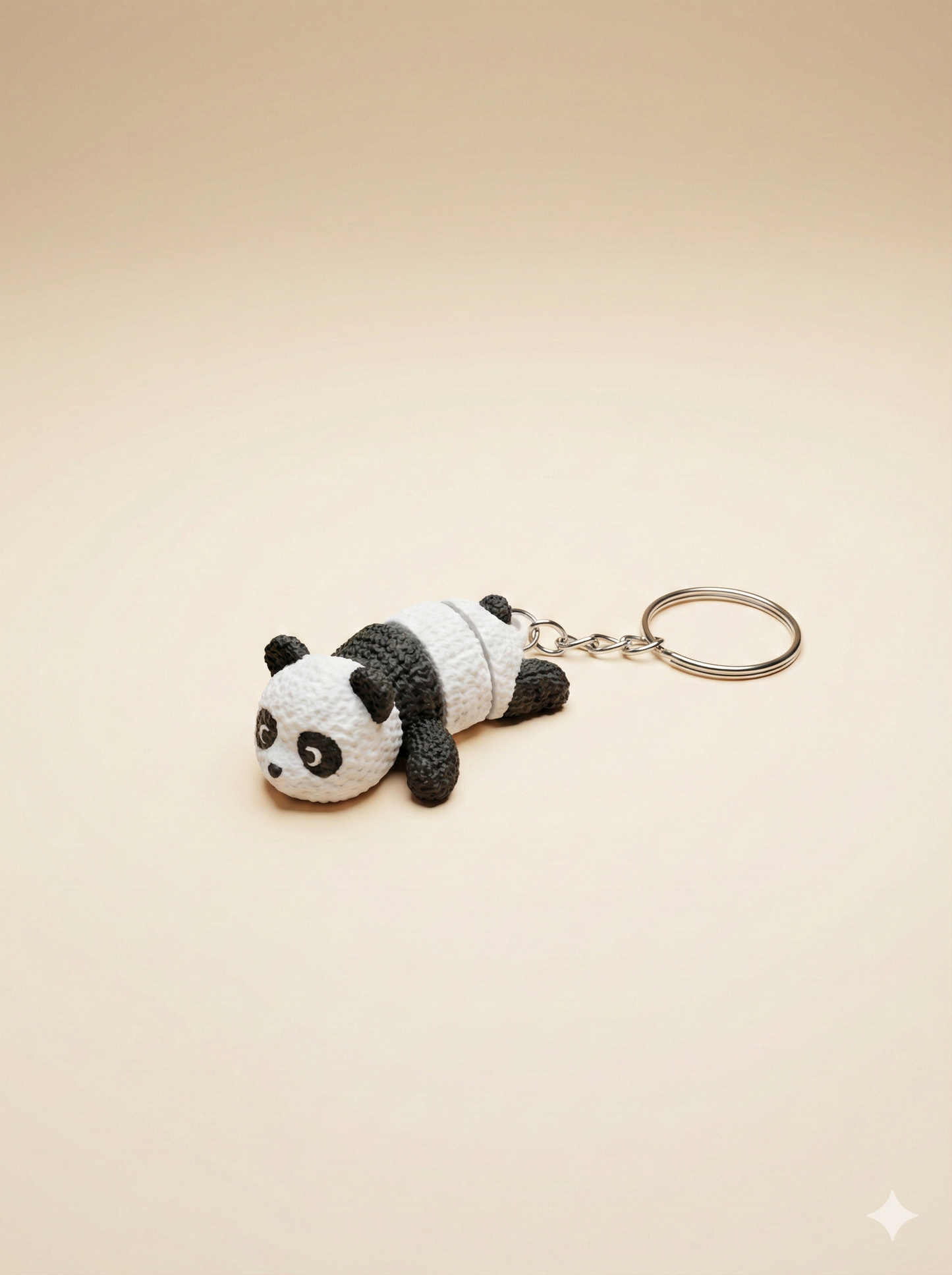 Örgü Desenli Hareketli Panda Anahtarlık