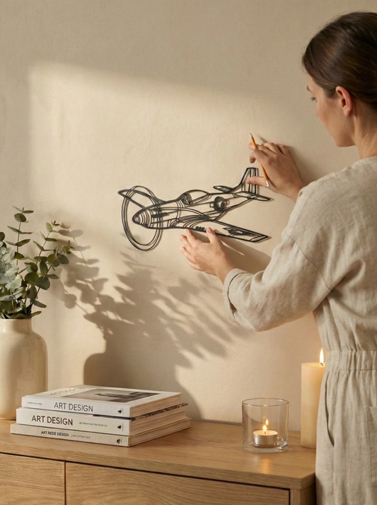 P-51D Mustang (Angle) | Premium Duvar Silüeti