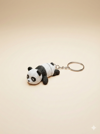 Örgü Desenli Hareketli Panda Anahtarlık
