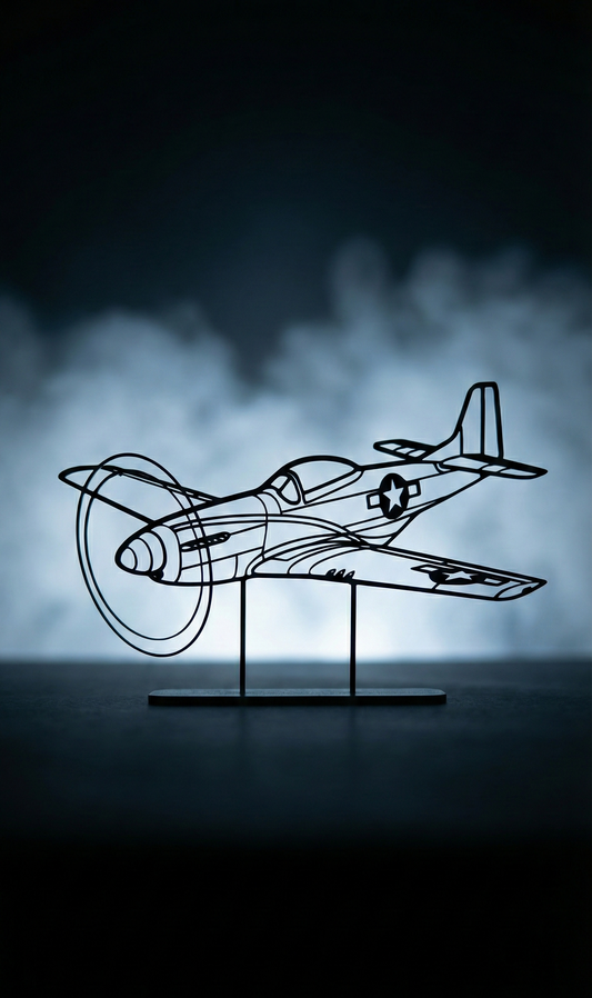 P-51D Mustang Angle | Premium Stand Silüet