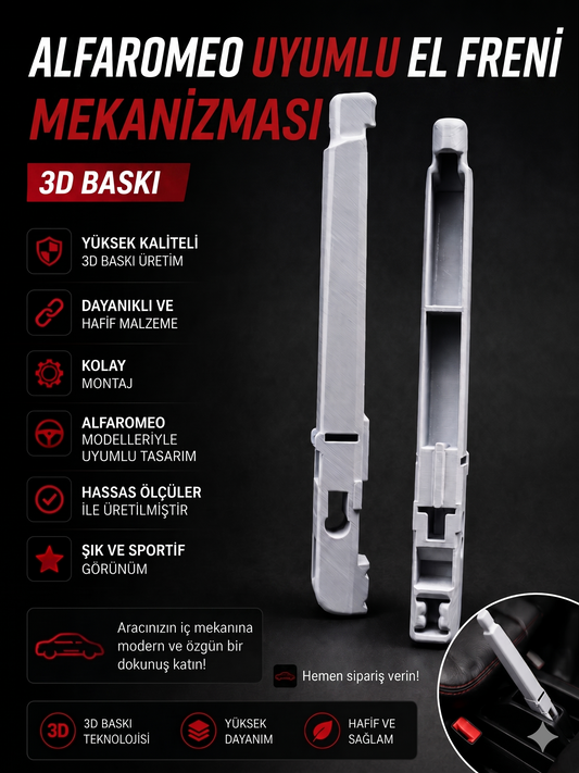 Alfa Romeo Modelleri ile Uyumlu El Freni Mekanizması / Kolu (3D Baskı)