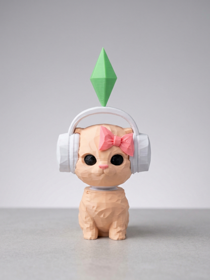 Sims Kedi Figürü – 3D Baskı Dekoratif Araba & Masa Üstü Aksesuarı