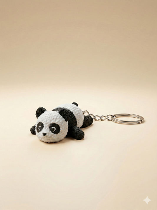 Örgü Desenli Hareketli Panda Anahtarlık
