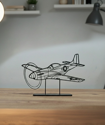 P-51D Mustang Angle | Premium Stand Silüet