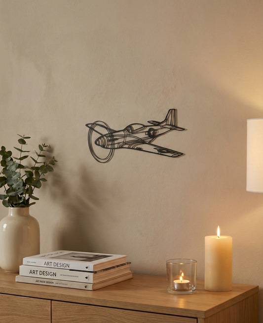 P-51D Mustang (Angle) | Premium Duvar Silüeti